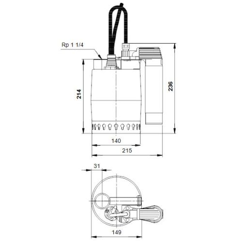 Pompe de relevage Unilift KP 250 AV1 flotteur vertical Grundfos - 012H1400 photo du produit Secondaire 1 L