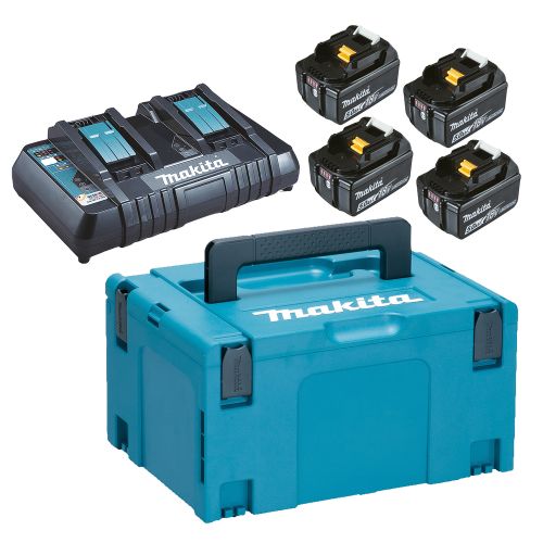 Pack énergie 18 V Makita 4 batteries 5 Ah BL1850B + chargeur DC18RD en coffret MAKPAC MAKITA 197626-8 photo du produit