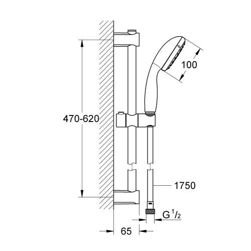 Ensemble de douche 2 jets avec barre VITALIO START 100 II - GROHE - 27948000 pas cher Secondaire 1 L