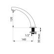 Bec fixe fondu L140 avec aerateur et brise-jet éco DELABIE 981142 photo du produit Secondaire 1 S