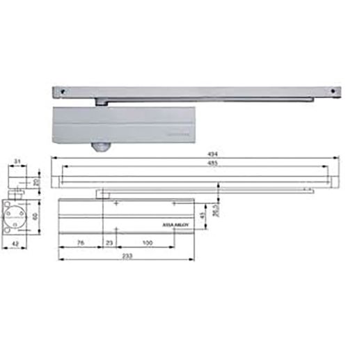 Ferme porte DC340 force variable 2-6 sans bras VACHETTE 24521000 photo du produit Secondaire 2 L
