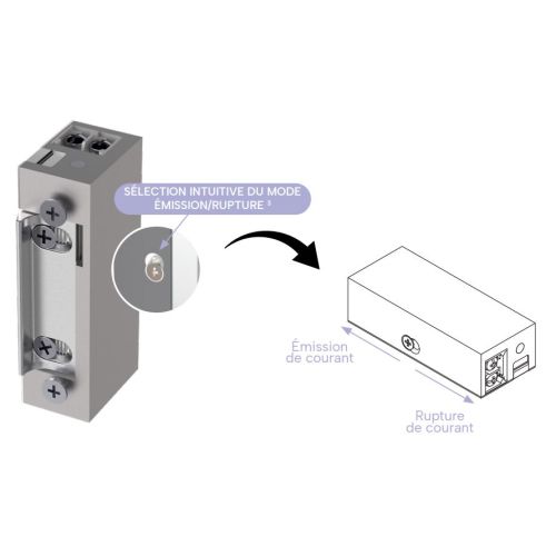 Gâche électrique émission et rupture 12/24V AC/DC - SEWOSY - SEU13 pas cher Secondaire 2 L