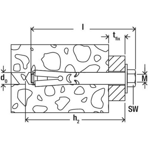 Chevilles à douille traversant FSA 8x85/40 S acier électrozingué boîte de 50 - FISCHER - 68521 pas cher Secondaire 1 L
