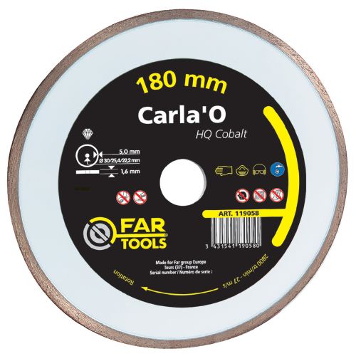 Disque diamant Carla'O HQ cobalt 180 mm x 22,2 mm  FARTOOLS 119058 photo du produit Principale L