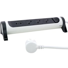 Rallonge multiprise Legrand avec bloc rotatif de 4 prises 2P+T Surface, interrupteur et cordon longueur 1,5 m blanc et gris foncé - 049446 photo du produit Principale M