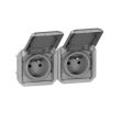 Prise de courant double 2P+T horizontale PLEXO avec enjoliveurs gris - LEGRAND - 069562L pas cher