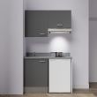 Kitchenette K01L 120cm emplacements frigo top et hotte gris/cromo (gris) évier à gauche - CUISIBANE - K01G-P120CR-G pas cher Secondaire 1 S