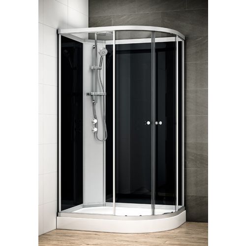 Cabine de douche asymétrique SILVER INTEGRAL 120x90 GAUCHE NOIR - THALASSOR - SAIN1290G pas cher