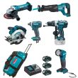 Pack 6 machines 18V (DJR/DGA/DTD/DSS/DHP/DEADML) + 3 batteries 4 Ah + chargeur en sac Trolley MAKITA DLX6104MX1 photo du produit