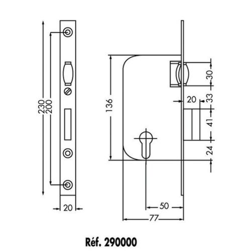 Serrure à larder monopoint MULTIBAT à rouleau noir A50mm bord rond - VACHETTE - 290000-02-0X pas cher Secondaire 1 L