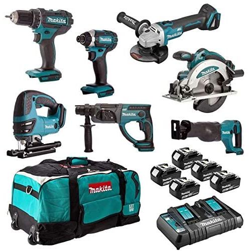 Pack de 7 outils 18 V (DDF482+DGA504+DHR202Z+DJR186+DJV180+DSS610+DTD152)  + 5 batteries 5.0 Ah + chargeur et accessoires MAKITA DLX7013PT1 photo du produit Secondaire 1 L