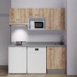 Kitchenette K55L 180cm emplacements hotte, micro-ondes, frigo et lave-vaisselle chêne/nero (noir) évier à gauche - CUISIBANE - K55CH-P180NE-G pas cher Secondaire 6 S