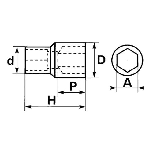 Douille courte 3/8'' 6 pans 7 mm SAM OUTILLAGE JH-7 photo du produit Secondaire 1 L