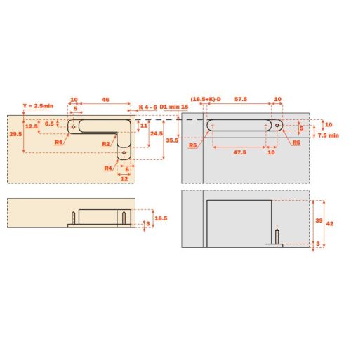 Charnière invisible AIR 150° finition nickelé mat à encastrer SALICE 3598647939632 pas cher Secondaire 1 L