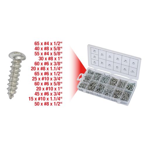 Assortiment de vis auto-taraudeuses à tête ronde 550 pièces photo du produit Secondaire 1 L