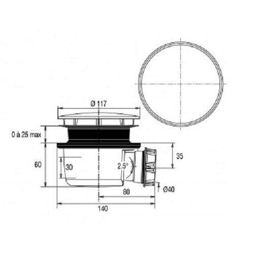 Bonde de douche extra-plate pour receveur D90mm - VALENTIN - 00 571700 000 00 pas cher Secondaire 4 L