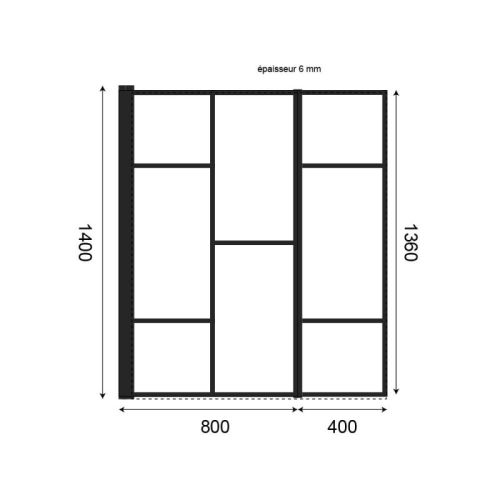 Parois de douche ATELIA pare-baignoire en verre trempé sérigraphié 80+40cm - CUISIBANE - PC-ATE-PB6-80NMR40 pas cher Secondaire 1 L