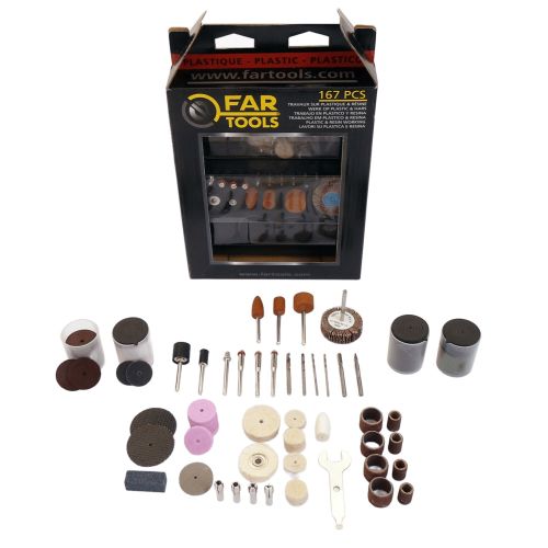 Set 167 accessoires de mini meuleuse pour le plastique FARTOOLS 115844 photo du produit