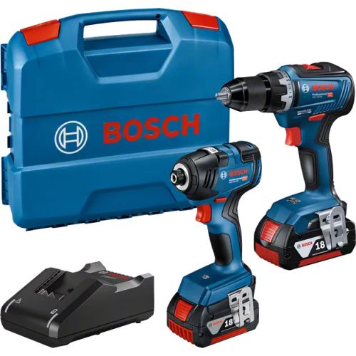 Pack 2 outils 18 V (GDR18V-200 + GSR18V-55 Professional) + 2 batteries 4 Ah + chargeur en coffret L-Case BOSCH 06019J2108 photo du produit