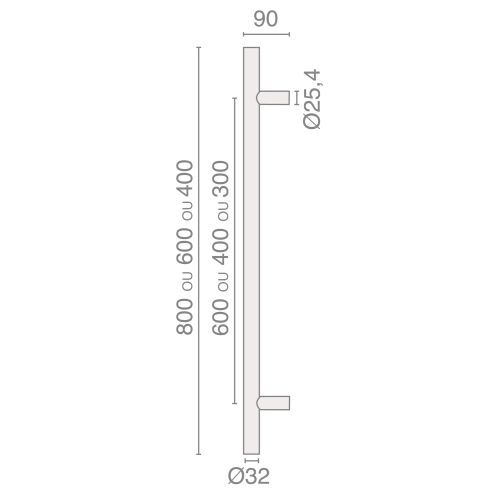 Ensemble de poignées tubulaires à tirage série 5240 32X300mm inox - HERACLES - B-INOX-PT017 pas cher Secondaire 1 L