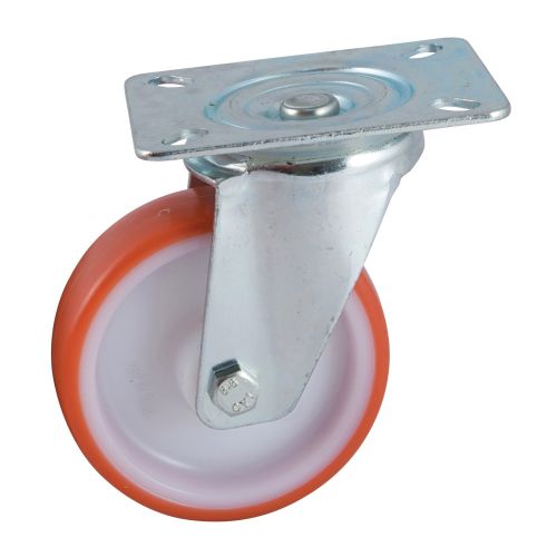 Roulette D125mm polyuréthane rouge platine pivotante - AVL - 504833O pas cher Principale L