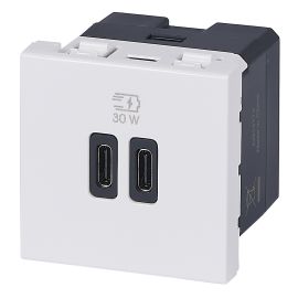 Prise double USB MOSAIC Legrand Type-C + Type-C Power Delivery 3 A 30 W - 077631L photo du produit Principale M
