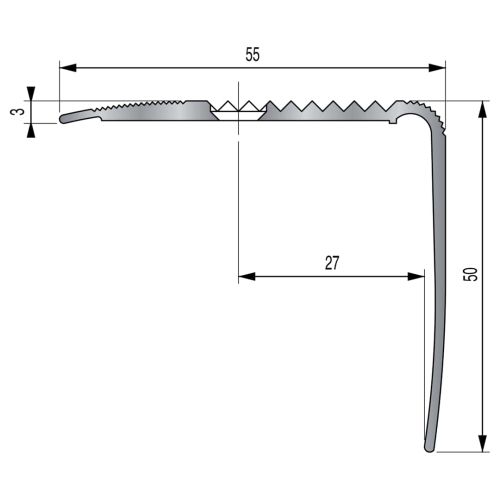 Nez de marche aluminium argent 3 m DINAC 0647110 00 photo du produit Secondaire 1 L