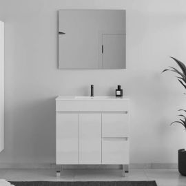 Meuble de salle de bain HARO Cosyneo sur pieds avec portes et tiroirs - NILHARO pas cher Principale M