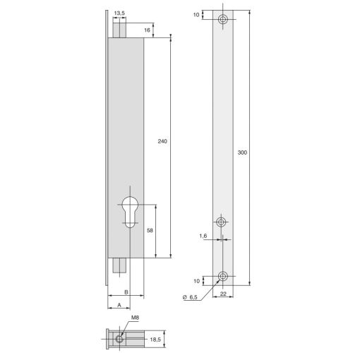 Serrure à larder 2 points à engrénage variaxe 36mm - STREMLER - 2271.36.0 pas cher Secondaire 2 L