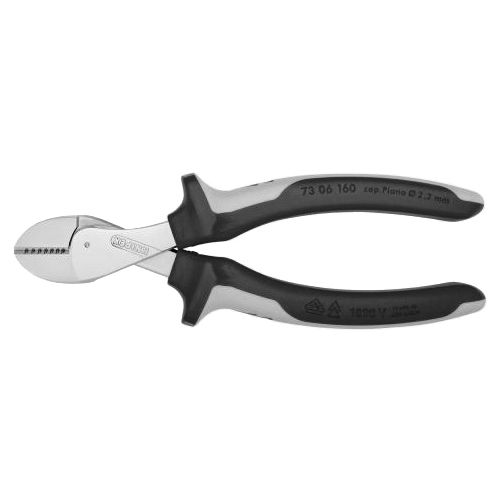 Pince coupante de c&ocirc;t&eacute; &agrave; forte d&eacute;multiplication isol&eacute;e 1000V X-CUT&reg; 160mm - KNIPEX - 73 06 160 pas cher