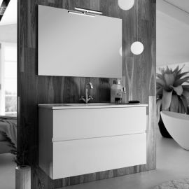 Meuble de salle de bain Cosynéo simple vasque à 2 tiroirs miroir avec applique MIG pas cher Principale M