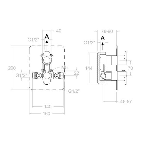 Mitigeur de douche thermostatique à encastrer 1 voie ALEXIA 362411SOC - RAMON SOLER - 36D302469 pas cher Secondaire 1 L