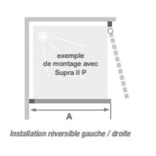Paroi fixe pour montage en angle SUPRA II 80x185 profilé chromé KINEDO PA5201CTN photo du produit Secondaire 1 L