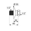 Raccord mural droit MF1/2'' L40 par 2 DELABIE 845415.2P photo du produit Secondaire 1 S