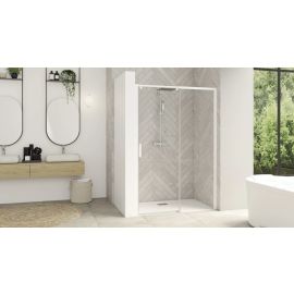 Paroi de douche SMART DESIGN Kinedo coulissant 127-140 blanc sans seuil verre transparent droite C-2 - PA9234BTNED-2 pas cher Principale M