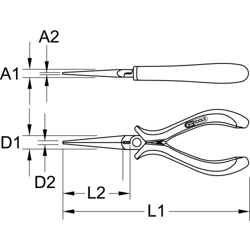 Pince à becs longs ronds lisses ESD 130 mm KS TOOLS 500.7076 photo du produit Secondaire 1 L