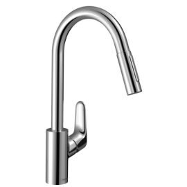 Mitigeur évier  bec C FOCUS M41 Hansgrohe avec douchette extractible - 31815000 pas cher Principale M