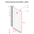 Paroi de douche fixe avec verre miroir anticalcaire BAYA 100cm - CUISIBANE - PC-I8BAY_100H pas cher Secondaire 1 S