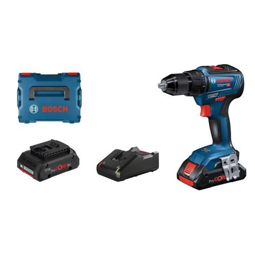 Perceuse-visseuse 18 V GSR 18V-55 Professional + 2 batteries Procore 4 Ah + chargeur + coffret L-BOXX BOSCH 06019H5204 photo du produit