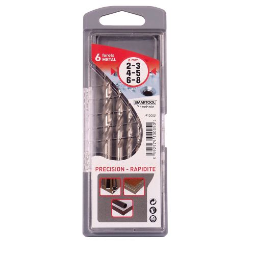 Coffret de 6 forets métal diamètre 2 - 8 mm SMARTOOL TECHNIC 910005 photo du produit Principale L