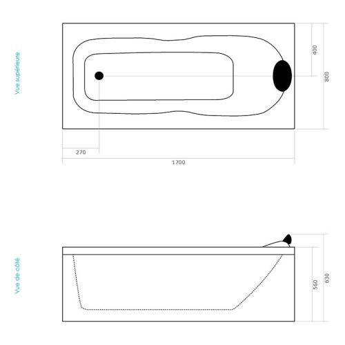 Baignoire balnéo ANGEL 170 ICONFORT gauche 20 jets - THALASSOR - ANGEL170G-IC pas cher Secondaire 9 L
