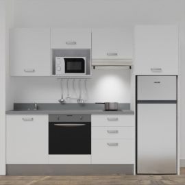 Kitchenette K37L 240 cm Cuisibane emplacements four/micro-ondes/hotte/frigo pas cher Principale M