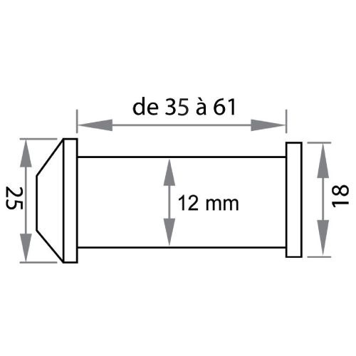 Microviseur JH35 pour porte de 35 à 60mm diamètre 12mm laiton poli – HERCALES - MICRO-LP pas cher Secondaire 1 L