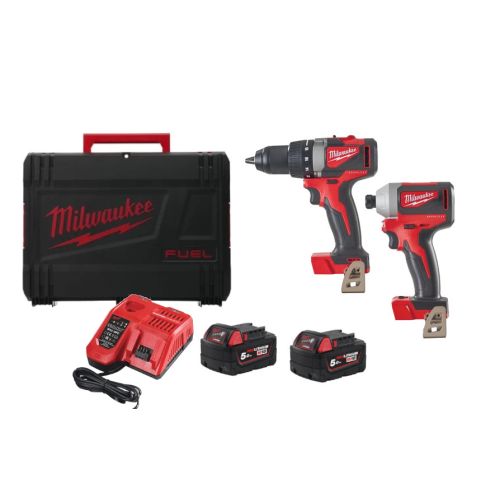 Pack de 2 outils 18 V M18 BLPP2B2-502X + 2 batteries 5 Ah + chargeur en coffret HD-BOX MILWAUKEE 4933464594 photo du produit