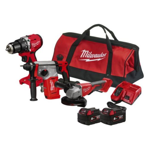 Pack 3 outils 18 V M18 BLPP3C-502 + 2 batteries 5 Ah + chargeur + sac MILWAUKEE 4933498565 photo du produit
