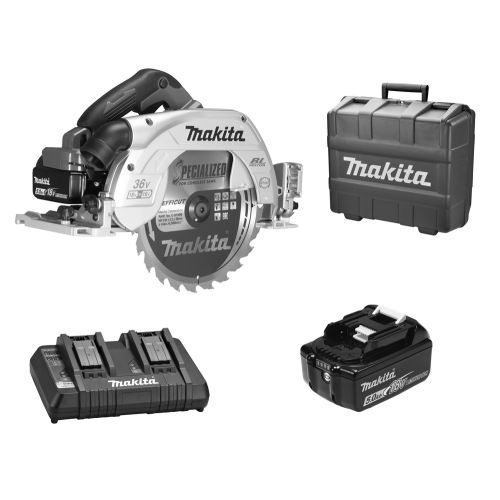 Scie circulaire 2x18V LXT + batterie 5Ah + chargeur + coffret - MAKITA - DHS900PT2 pas cher