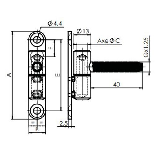 Paumelle fiche diamètre 13mm hauteur 71mm époxy blanc - MONIN - 654000 pas cher Secondaire 1 L