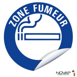 Panneau ''Zone fumeur'' Novap Vinyle adh&eacute;sif D80 mm - 4031323 pas cher Principale M