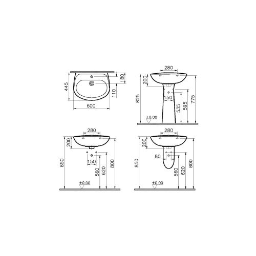 Lavabo blanc NORMUS 600x445 - VITRA - 5088L003-1029 pas cher Secondaire 3 L