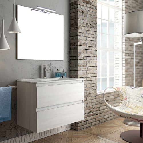 Meuble de salle de bain 80cm simple vasque 2 tiroirs BALEA hibernian (bois blanchi) - COSYNEO - INGBALEA80HIB pas cher